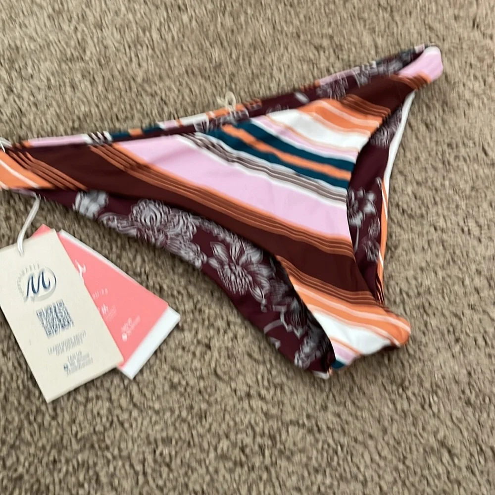 Maaji Reversible Burgundy Stripe Bottom, NWT